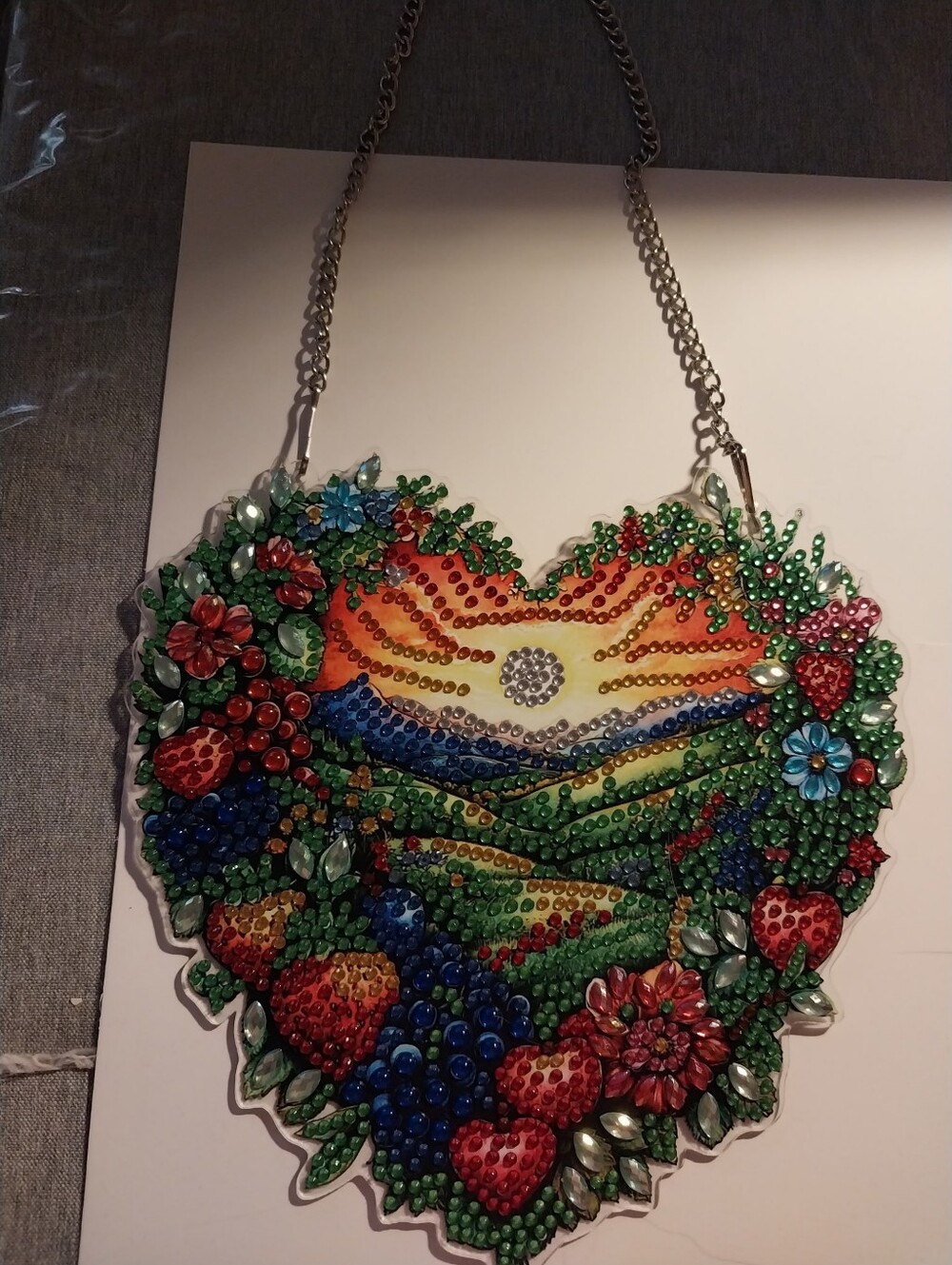 Handcrafted Heart-Shaped Mosaic Wall Art – Multicolor